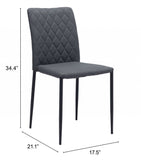 Set of Two Gray And Black Upholstered Fabric Dining Side Chairs - Homeroots - Flyclothing LLC