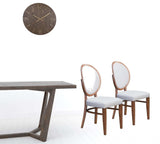 Set of Two Gray And Brown Upholstered Fabric King Louis Back Dining Side Chairs - Homeroots - Flyclothing LLC