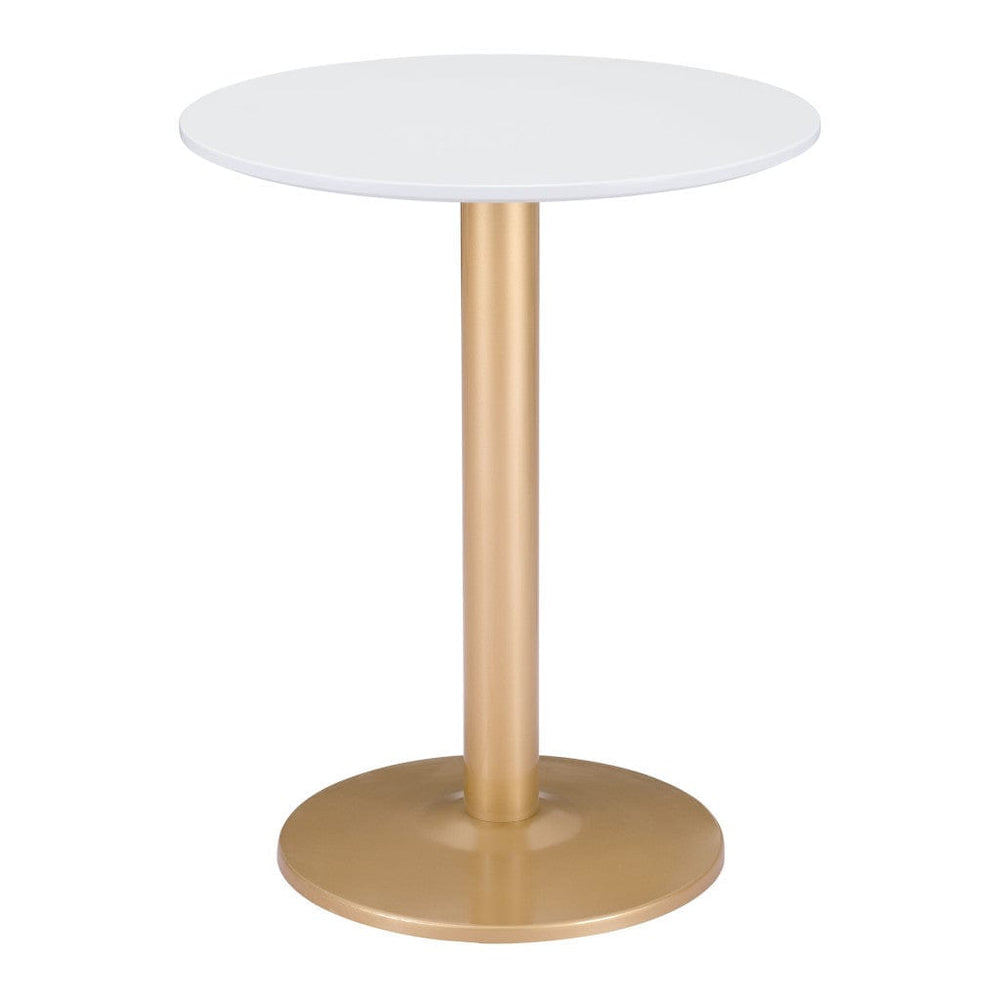 24" Gold And White Round End Table - Homeroots