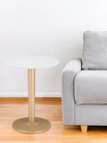 24" Gold And White Round End Table - Homeroots