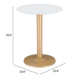 24" Gold And White Round End Table - Homeroots