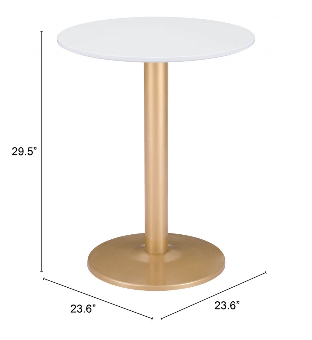 24" Gold And White Round End Table - Homeroots