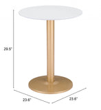 24" Gold And White Round End Table - Homeroots