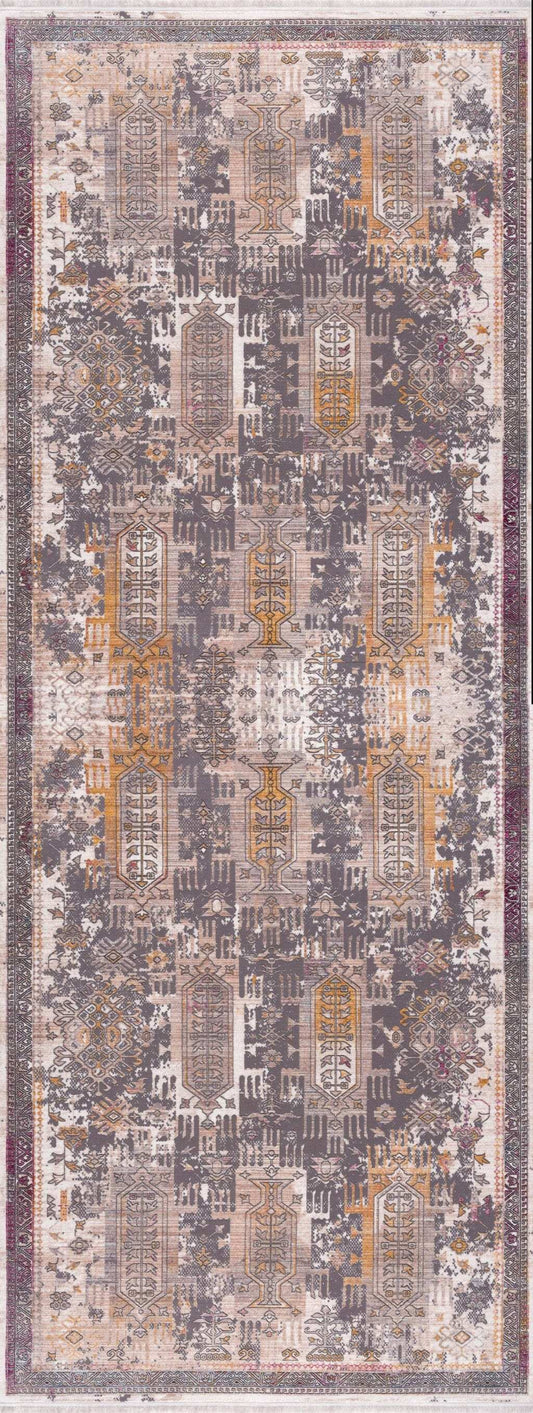 15' Runner Gray and Ivory Oriental Power Loom Runner Rug - Homeroots - Flyclothing LLC