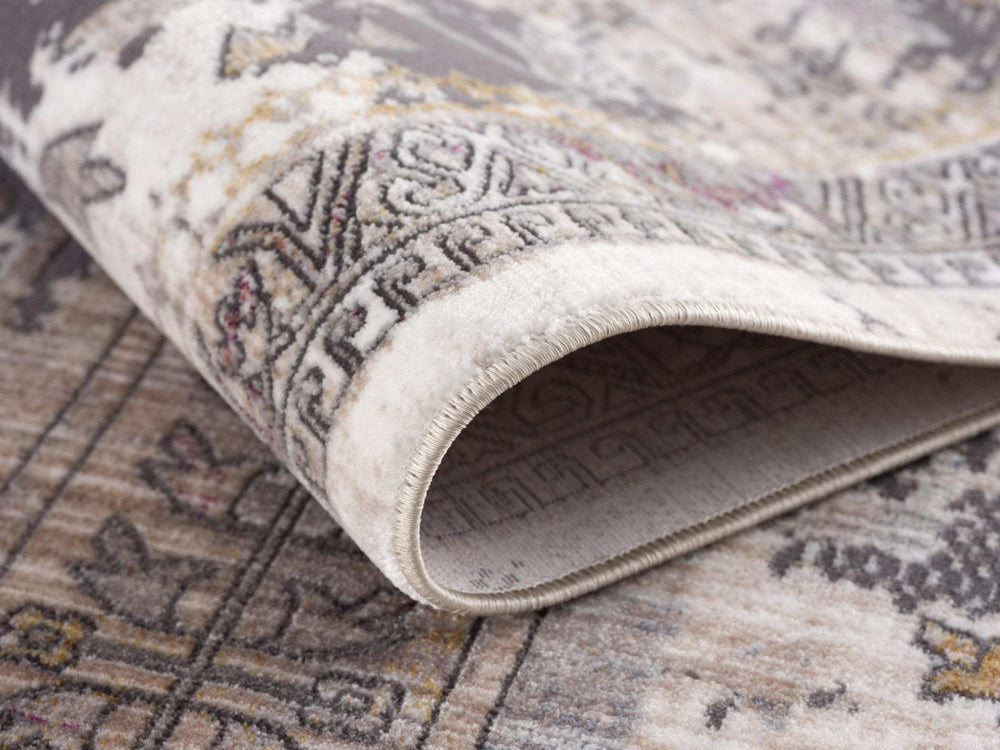 15' Runner Gray and Ivory Oriental Power Loom Runner Rug - Homeroots - Flyclothing LLC