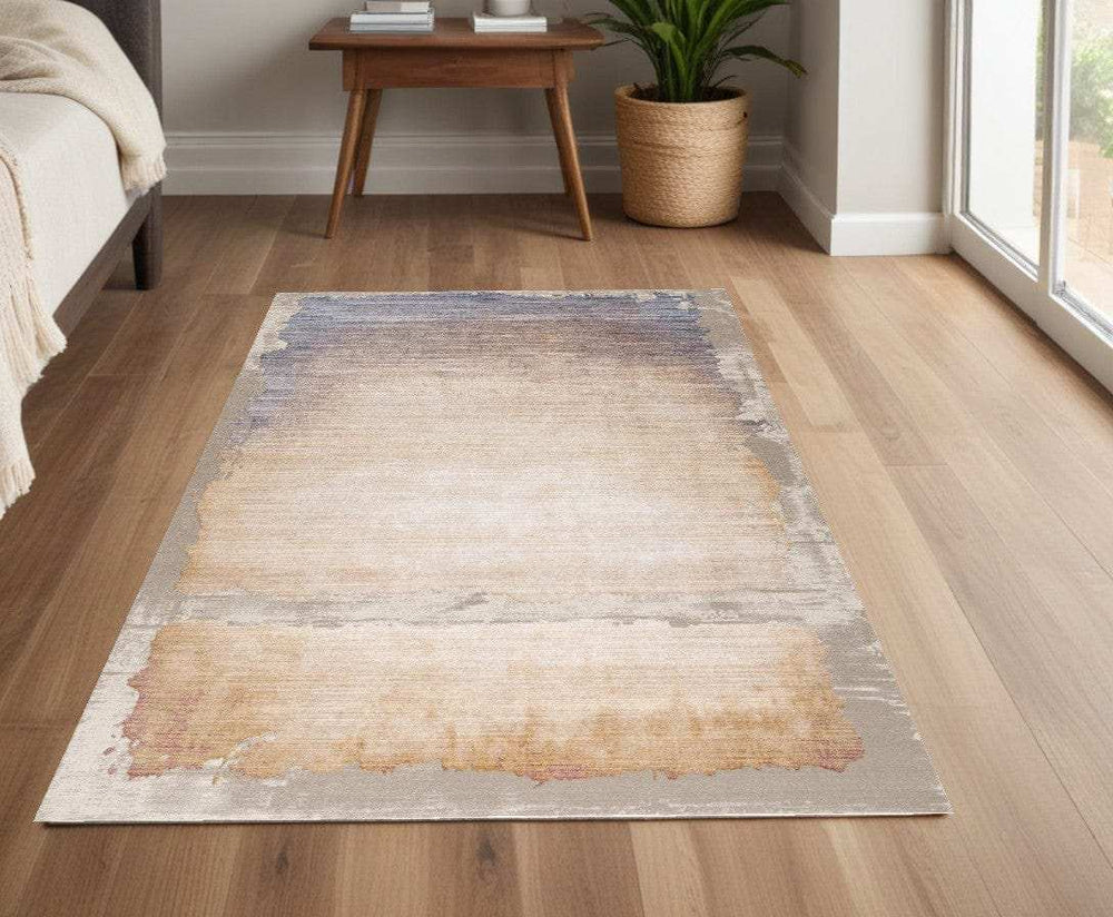 4' X 6' Beige and Blue Abstract Power Loom Area Rug - Homeroots - Flyclothing LLC