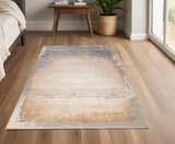 4' X 6' Beige and Blue Abstract Power Loom Area Rug - Homeroots - Flyclothing LLC