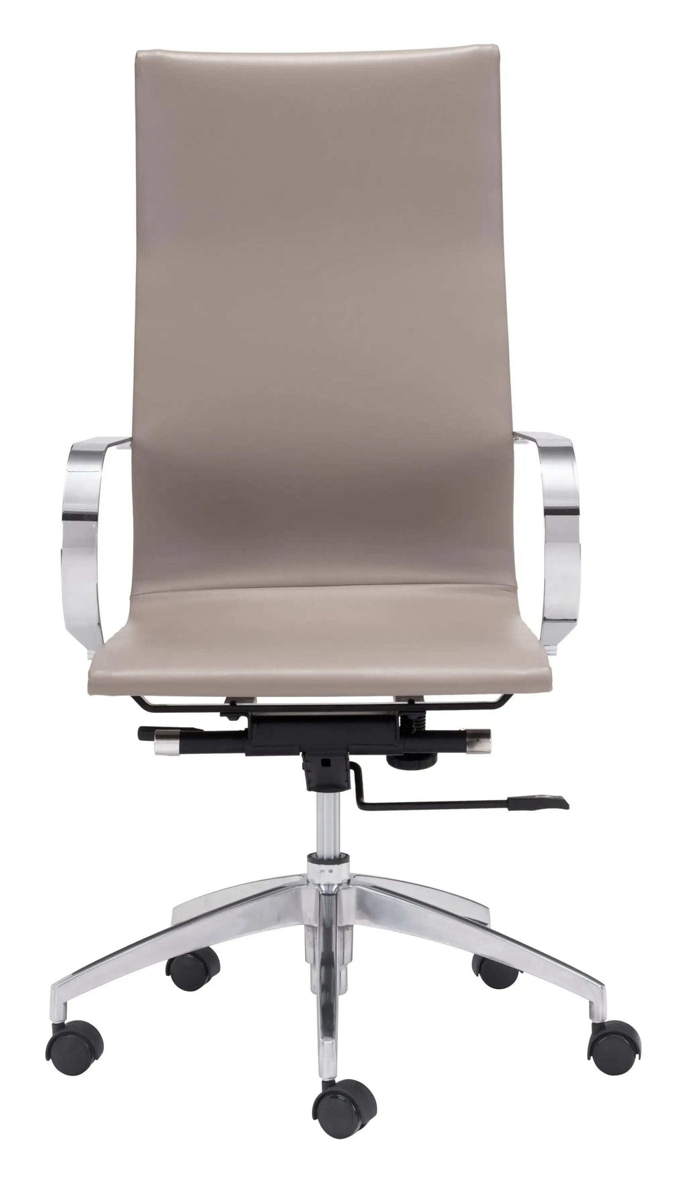Taupe and Silver Adjustable Swivel Faux Leather Rolling Conference Office Chair - Homeroots - Flyclothing LLC