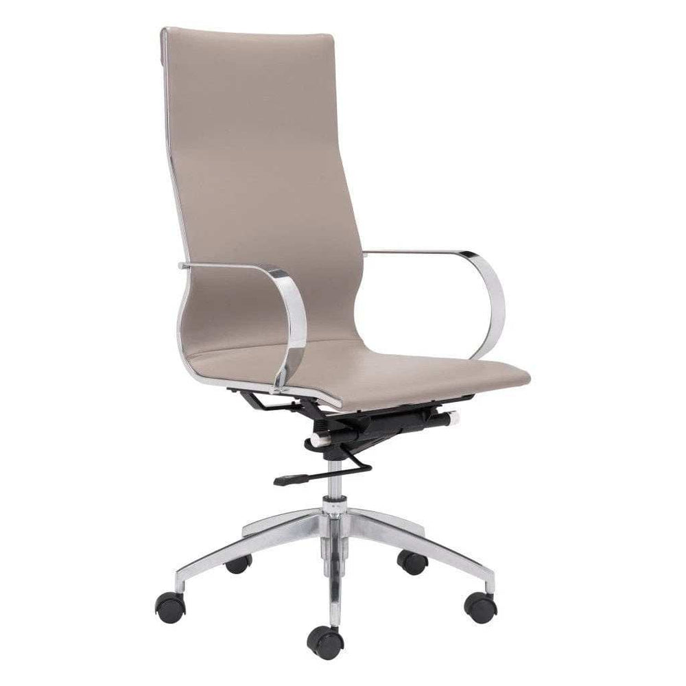 Taupe and Silver Adjustable Swivel Faux Leather Rolling Conference Office Chair - Homeroots - Flyclothing LLC