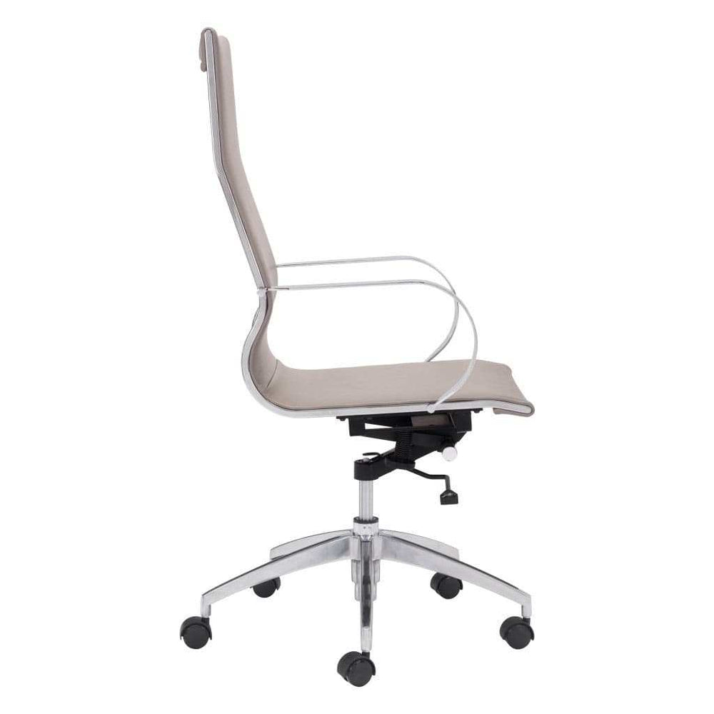 Taupe and Silver Adjustable Swivel Faux Leather Rolling Conference Office Chair - Homeroots - Flyclothing LLC