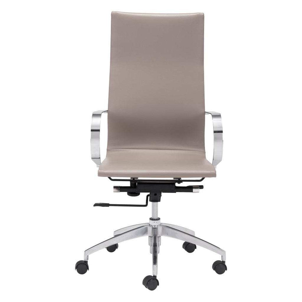 Taupe and Silver Adjustable Swivel Faux Leather Rolling Conference Office Chair - Homeroots - Flyclothing LLC