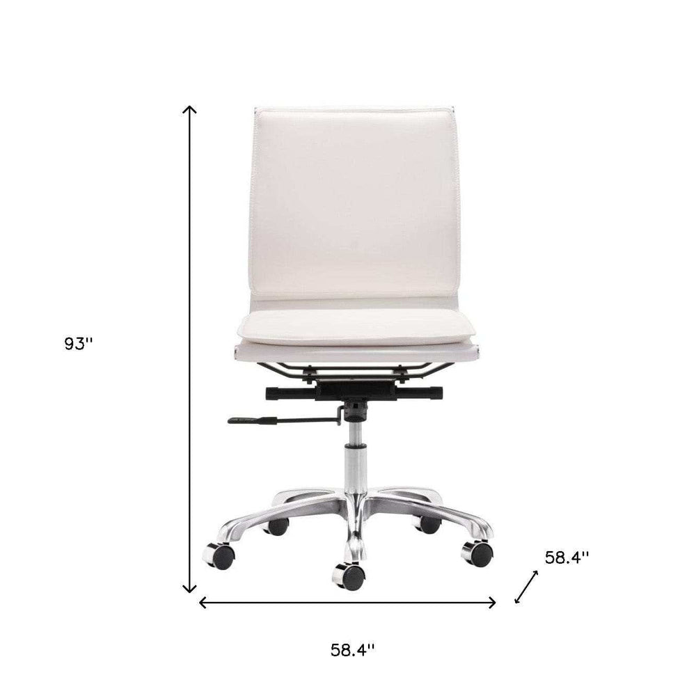 White and Silver Adjustable Swivel Faux Leather Rolling Executive Office Chair - Homeroots - Flyclothing LLC