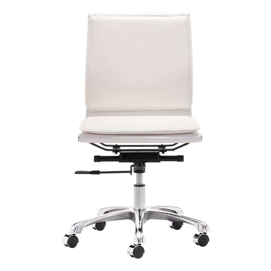 White and Silver Adjustable Swivel Faux Leather Rolling Executive Office Chair - Homeroots - Flyclothing LLC