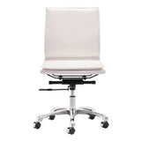 White and Silver Adjustable Swivel Faux Leather Rolling Executive Office Chair - Homeroots - Flyclothing LLC