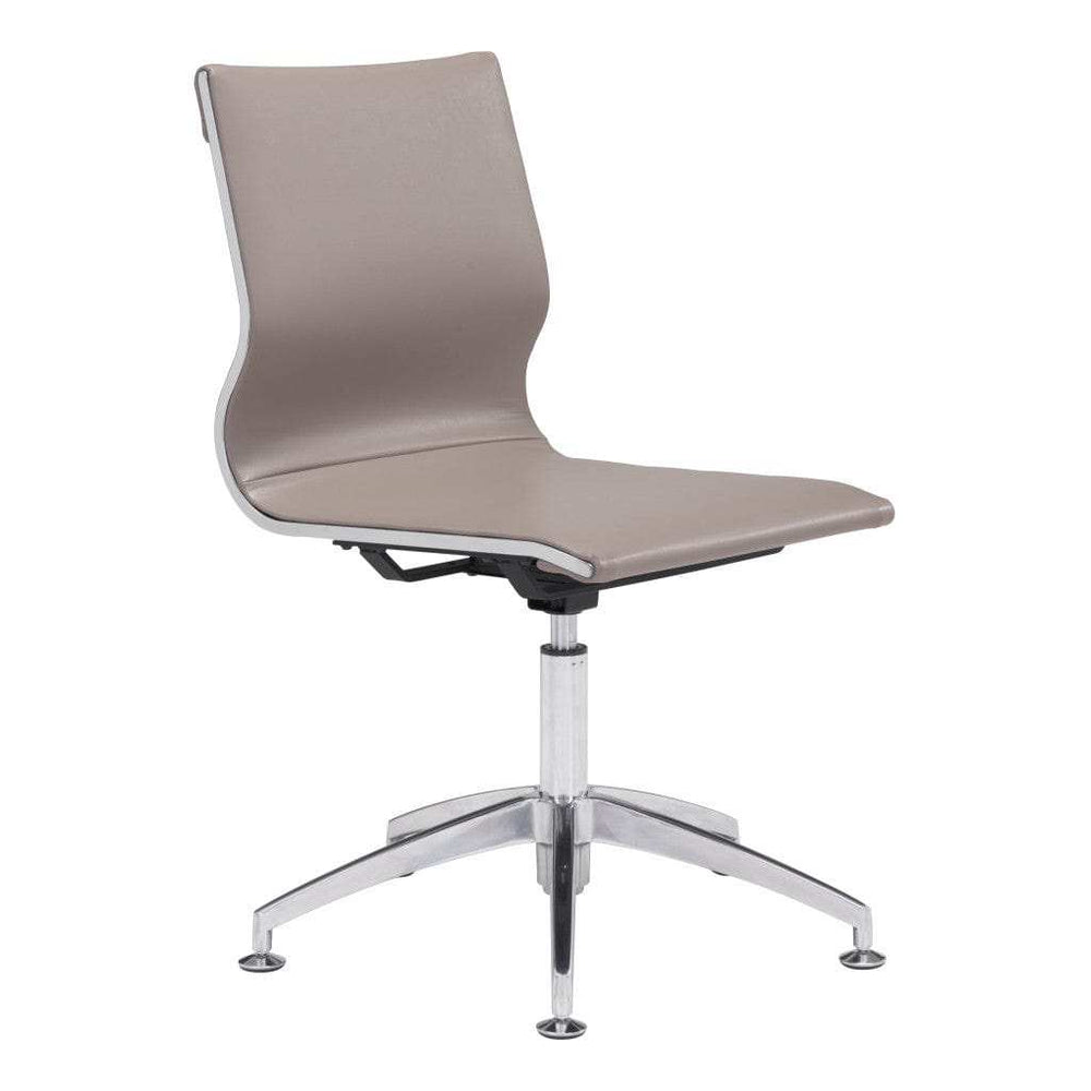 Taupe and Silver Swivel Faux Leather Conference Office Chair - Homeroots - Flyclothing LLC