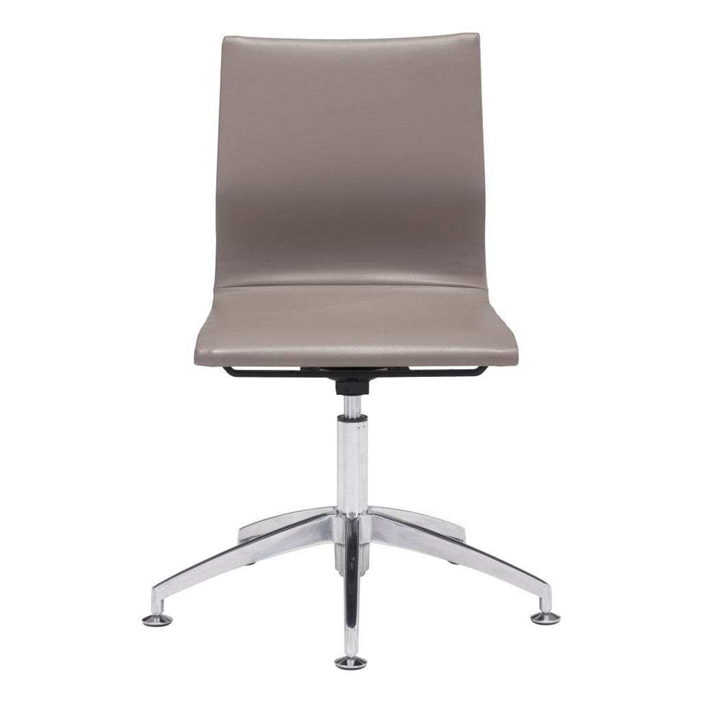 Taupe and Silver Swivel Faux Leather Conference Office Chair - Homeroots - Flyclothing LLC