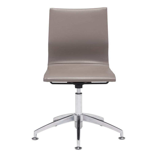 Taupe and Silver Swivel Faux Leather Conference Office Chair - Homeroots - Flyclothing LLC