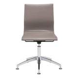 Taupe and Silver Swivel Faux Leather Conference Office Chair - Homeroots - Flyclothing LLC