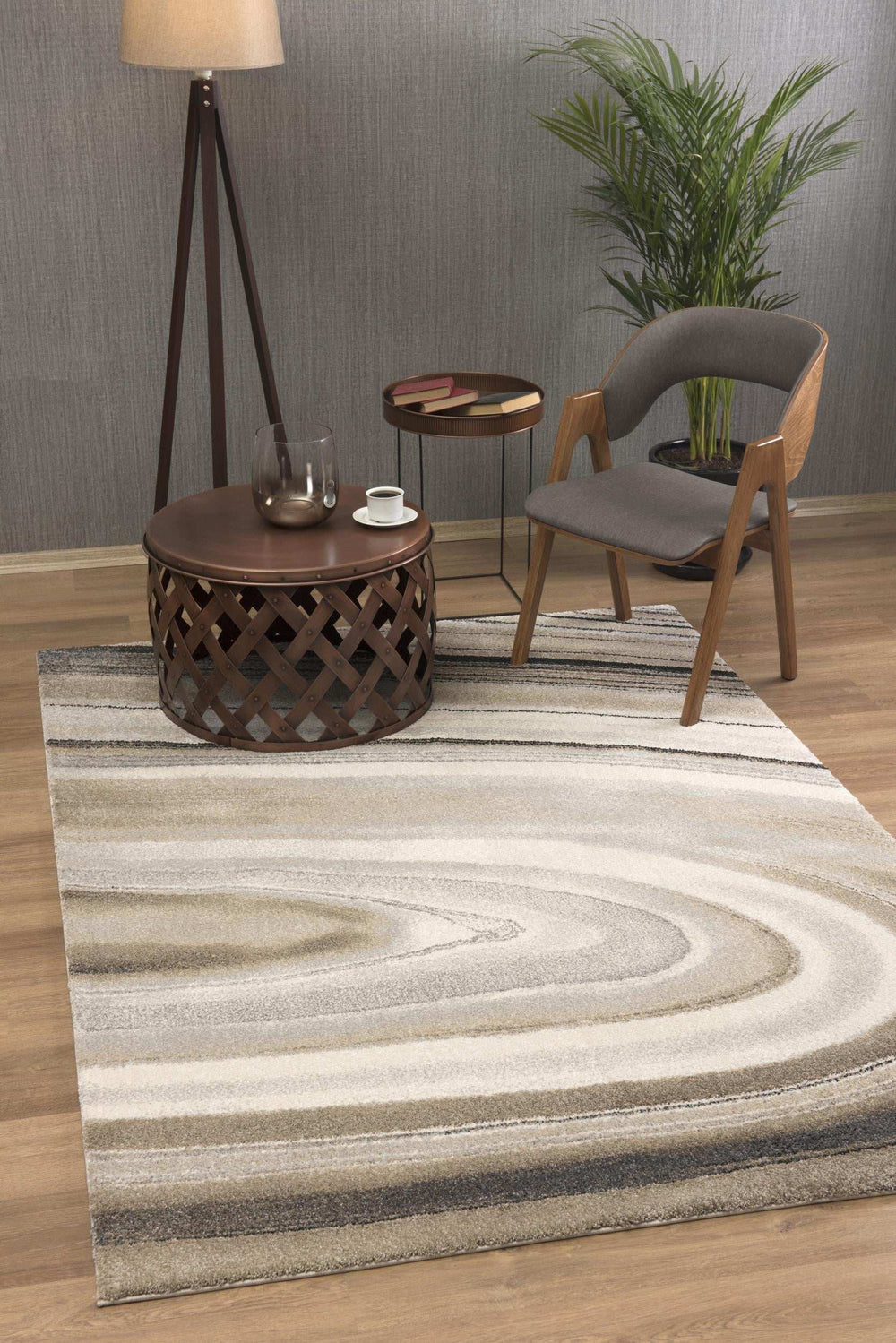 5' X 8' Cream and Tan Abstract Marble Area Rug - Homeroots - Flyclothing LLC