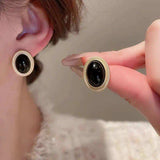 Alloy Gemstone Stud Earrings - Trendsi - Flyclothing LLC