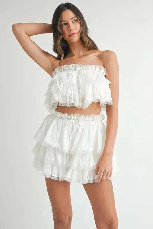 MABLE Ruffle Layered Crop Top and Mini Skirt Set - Trendsi - Flyclothing LLC