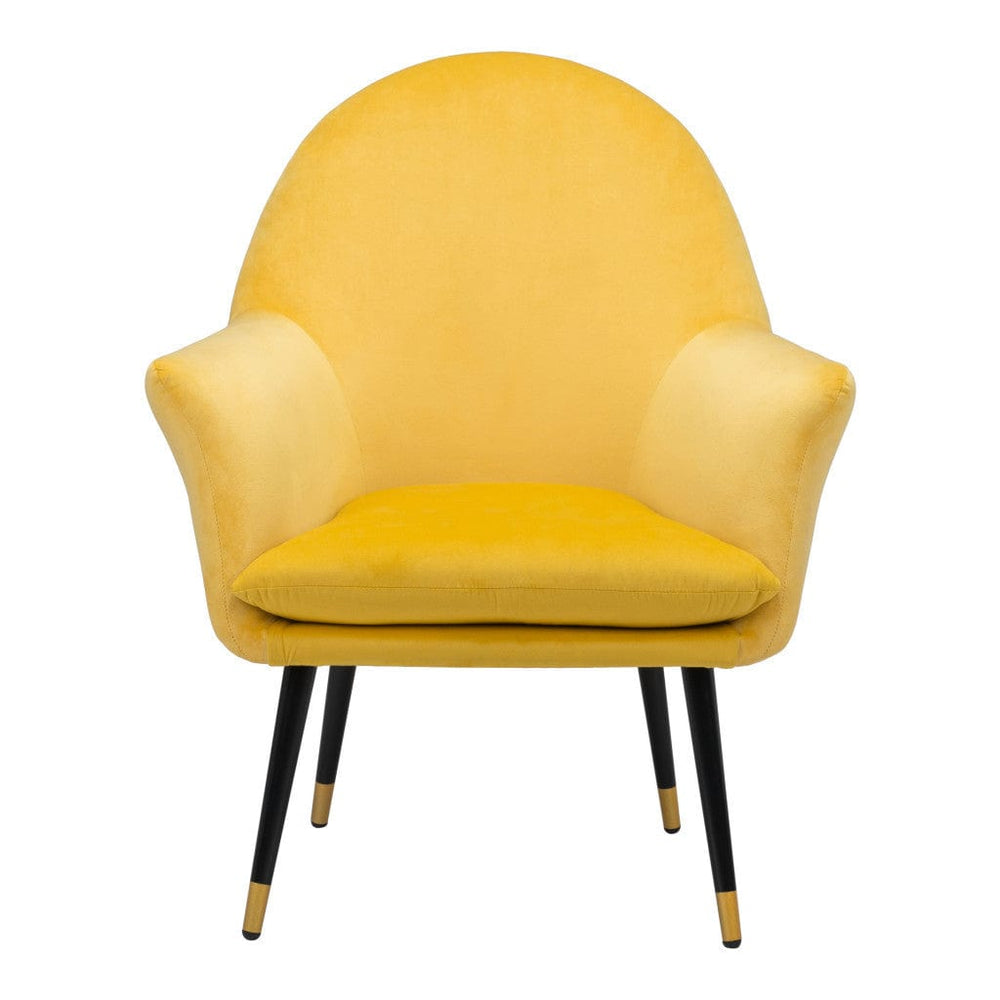 30" Yellow And Black and Gold Velvet Arm Chair - Homeroots - Flyclothing LLC