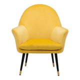 30" Yellow And Black and Gold Velvet Arm Chair - Homeroots - Flyclothing LLC