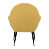30" Yellow And Black and Gold Velvet Arm Chair - Homeroots - Flyclothing LLC
