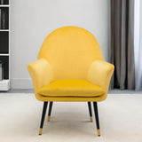 30" Yellow And Black and Gold Velvet Arm Chair - Homeroots - Flyclothing LLC