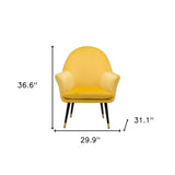 30" Yellow And Black and Gold Velvet Arm Chair - Homeroots - Flyclothing LLC