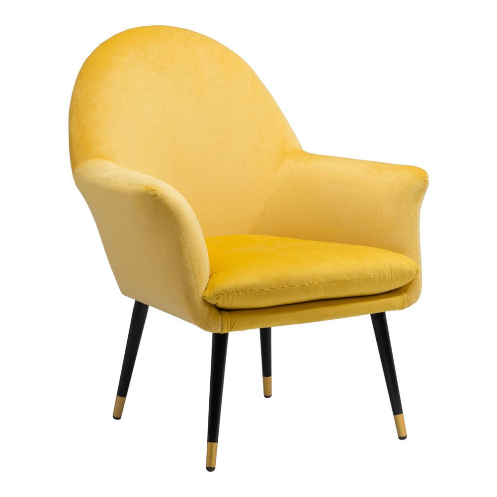 30" Yellow And Black and Gold Velvet Arm Chair - Homeroots - Flyclothing LLC
