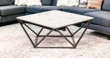 36" White Faux Marble And Steel Square Coffee Table - Homeroots - Flyclothing LLC