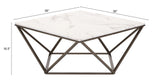 36" White Faux Marble And Steel Square Coffee Table - Homeroots - Flyclothing LLC