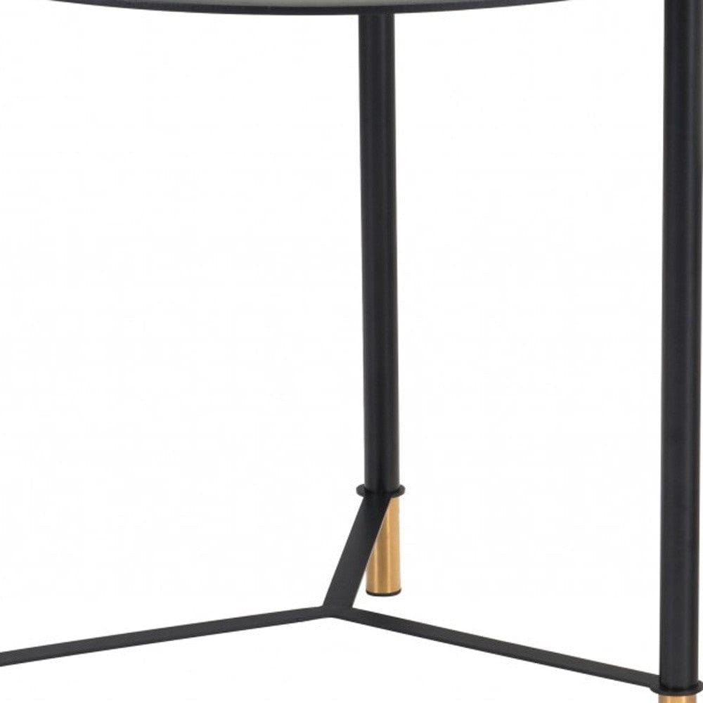 Set of Two 32" White And Black Glass Faux Marble And Steel Round Bunching Coffee Tables - Homeroots - Flyclothing LLC