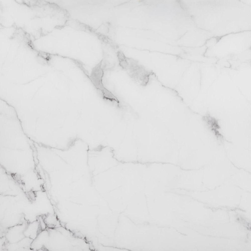 Set of Two 32" White And Black Glass Faux Marble And Steel Round Bunching Coffee Tables - Homeroots - Flyclothing LLC