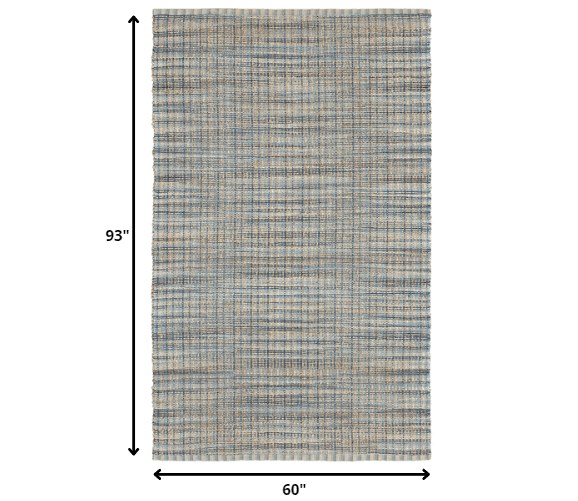 5' X 8' Blue and Ivory Hand Woven Area Rug - Homeroots - Flyclothing LLC