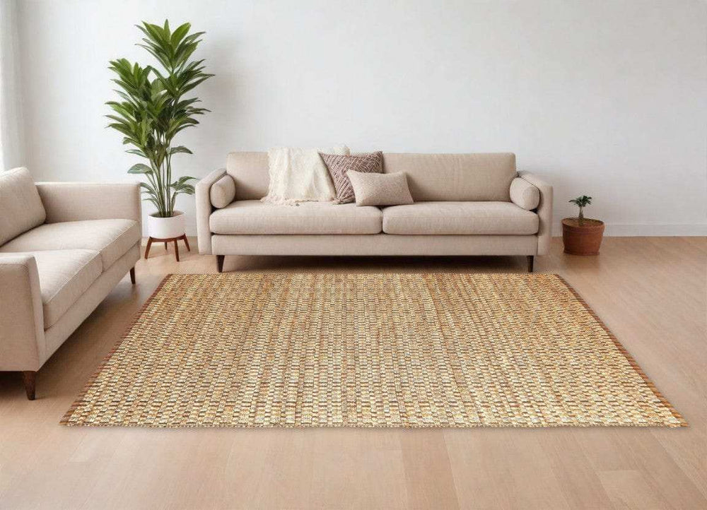 9' X 12' Tan Classic Interwoven Area Rug - Homeroots - Flyclothing LLC