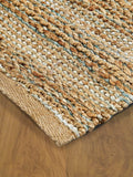 5' X 8' Teal and Natural Braided Jute Area Rug - Homeroots - Flyclothing LLC