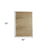 5' X 8' Teal and Natural Braided Jute Area Rug - Homeroots - Flyclothing LLC