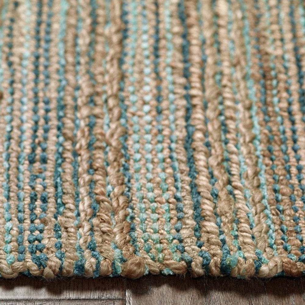 8' X 10' Teal and Natural Braided Jute Area Rug - Homeroots - Flyclothing LLC