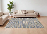 9' X 12' Round Navy and Tan Striated Area Rug - Homeroots - Flyclothing LLC