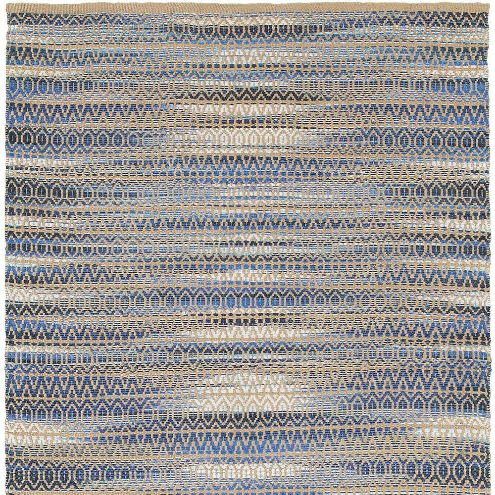 9' X 12' Round Navy and Tan Striated Area Rug - Homeroots - Flyclothing LLC