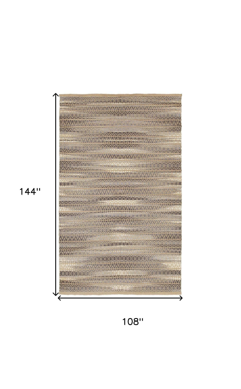 9' X 12' Gray and Tan Striated Runner Rug - Homeroots - Flyclothing LLC