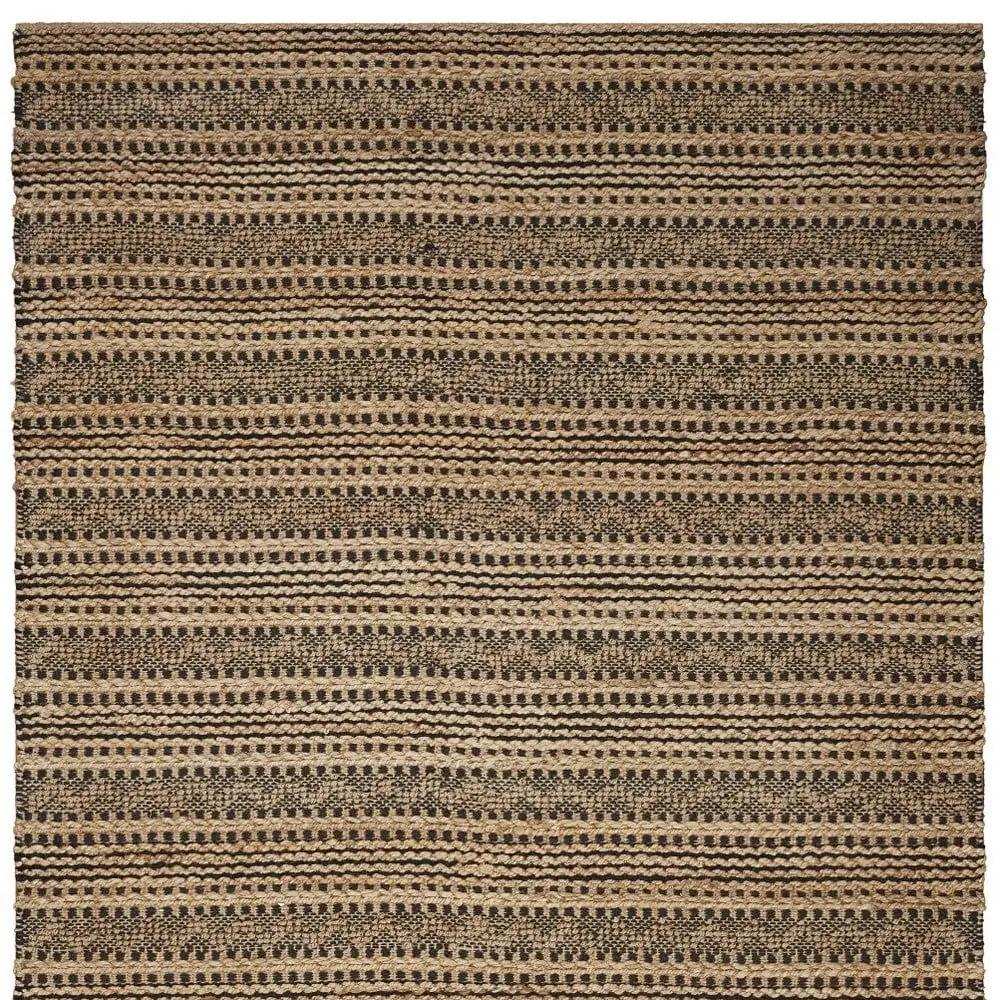 9' X 13' Tan and Black Intricate Striped Area Rug - Homeroots - Flyclothing LLC