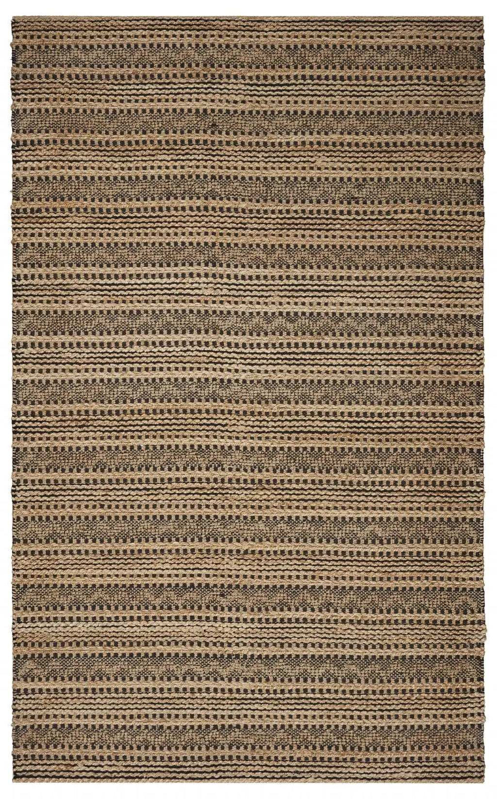 9' X 13' Tan and Black Intricate Striped Area Rug - Homeroots - Flyclothing LLC