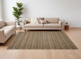 9' X 13' Tan and Black Intricate Striped Area Rug - Homeroots - Flyclothing LLC