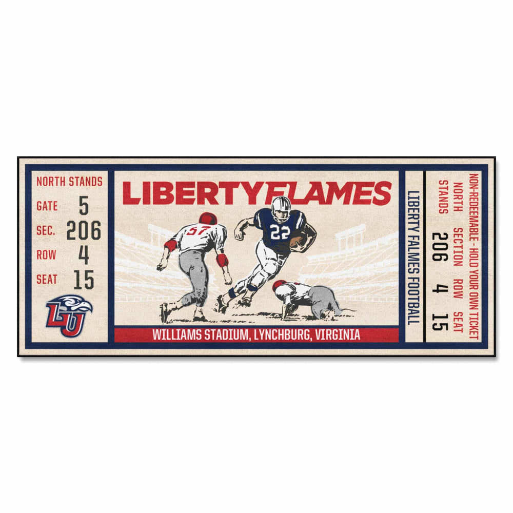 Liberty University Flames Ticket Runner Rug - 30in. x 72in. - Liberty University - Flyclothing LLC