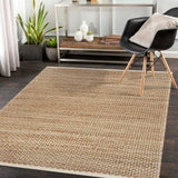 5' X 8' Tan and White Detailed Woven Area Rug - Homeroots - Flyclothing LLC