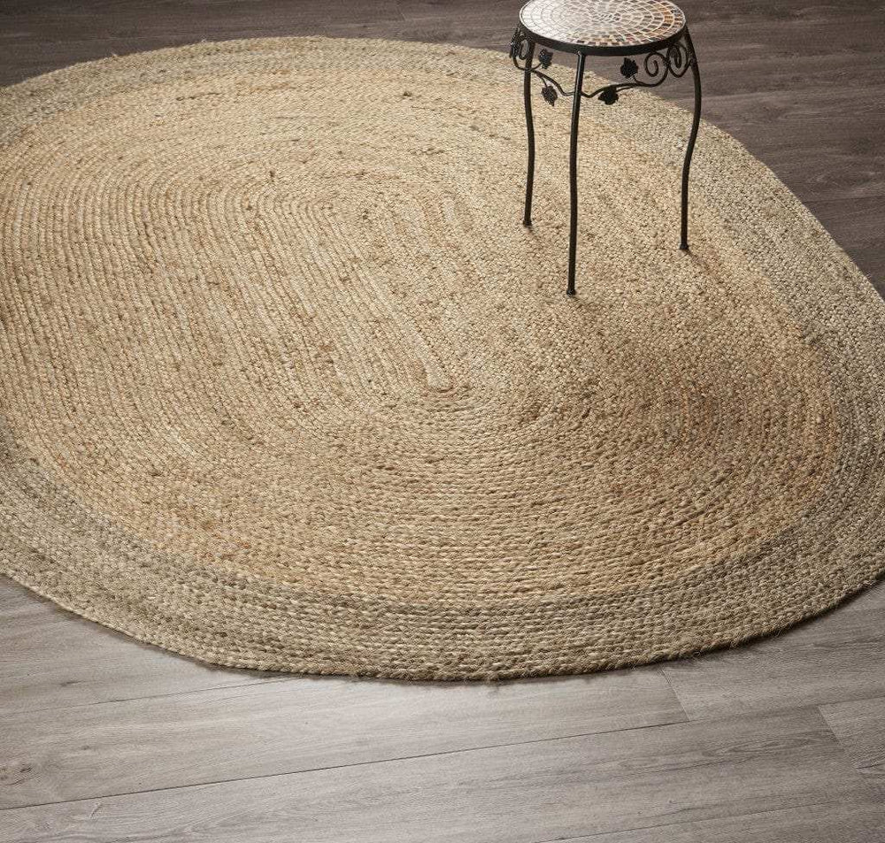 9’ Natural Toned Oval Shaped Area Rug - Homeroots - Flyclothing LLC