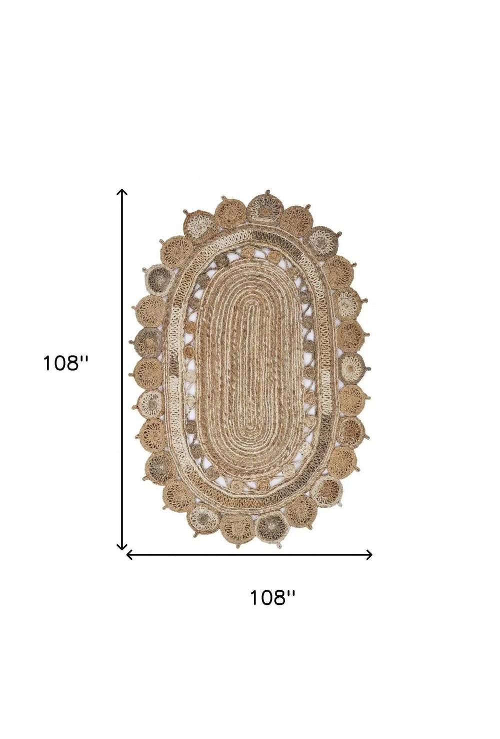 9' Natural Round Hand Braided Area Rug - Homeroots - Flyclothing LLC